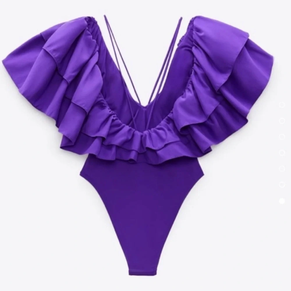 {Zara} Brand New Purple Ruffle One Piece Swimsuit